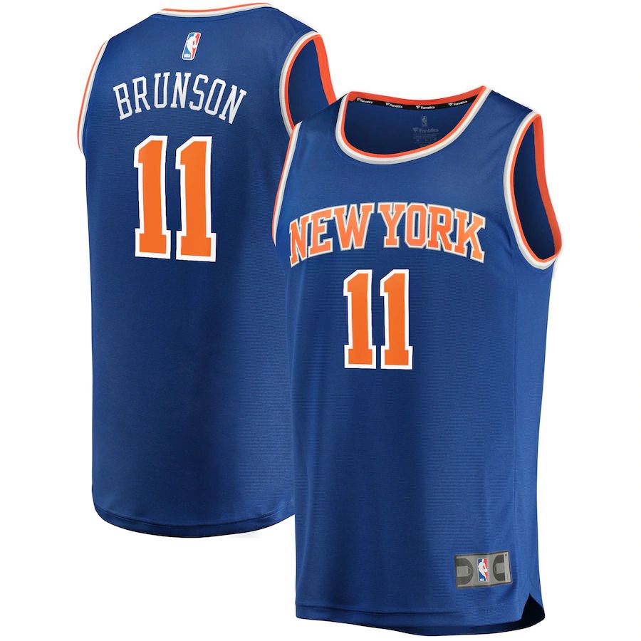 Men New York Knicks #11 Jalen Brunson Fanatics Branded Blue Fast Break Replica NBA Jersey